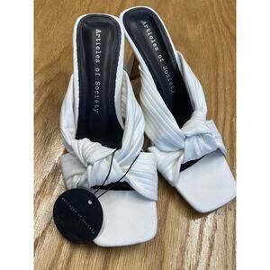 Articles of Society Heels Sandals 9 White Faux Leather Slip-On Square Toe S64